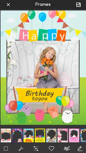 生日快乐 - 相框，生日贺卡和生日蛋糕